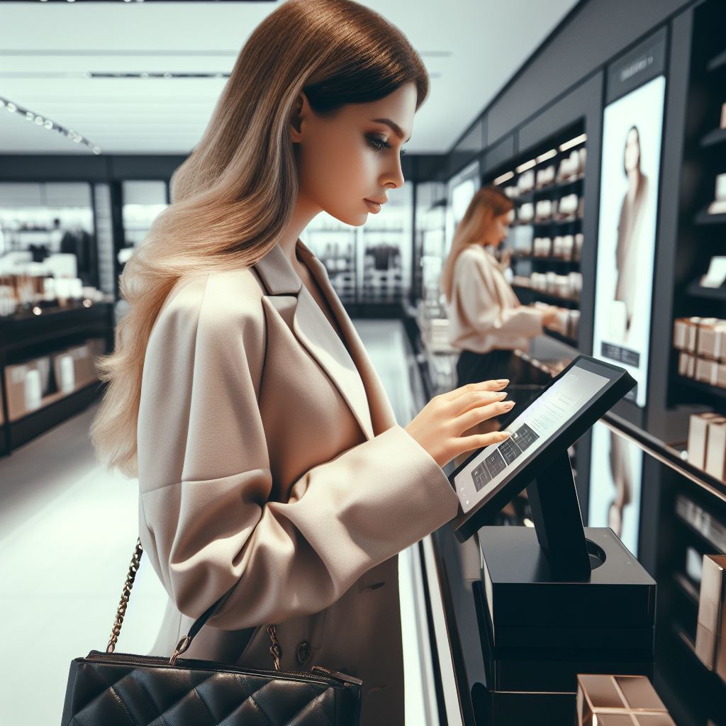 Woman at Retail Kiosk 3