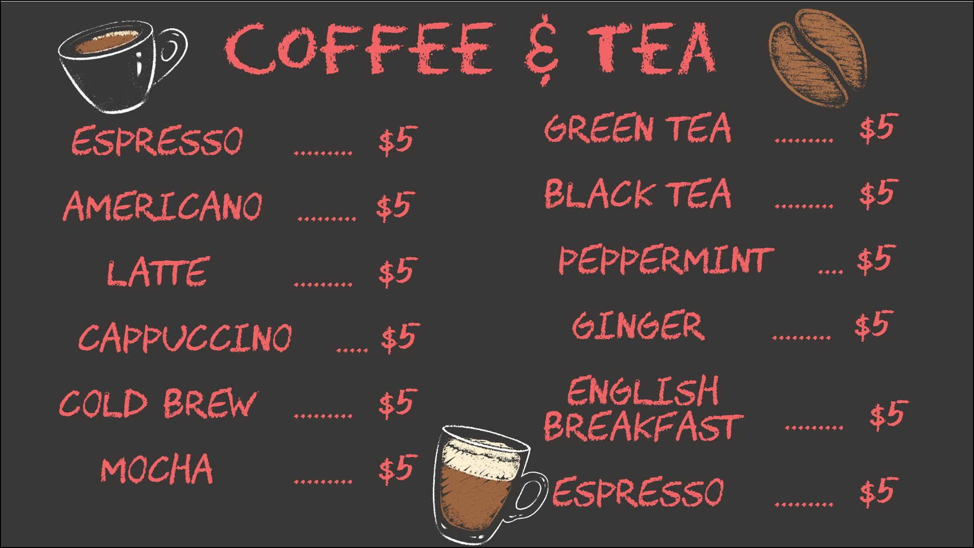 Coffee Menu 2 column With Graphics