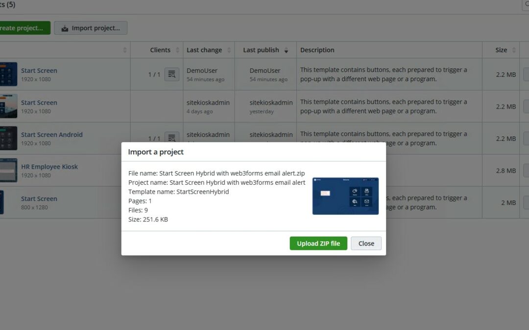 How to Import Projects in SiteKiosk Online