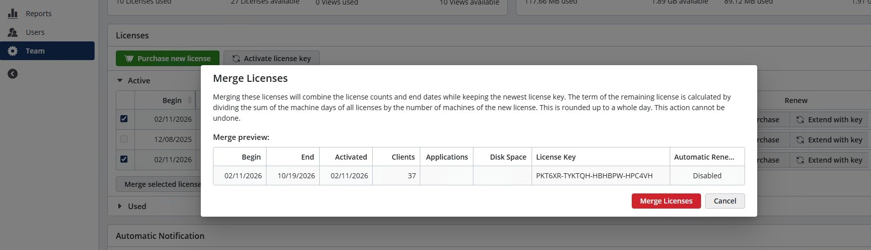 Activate or Merge Licenses in SiteKiosk Online