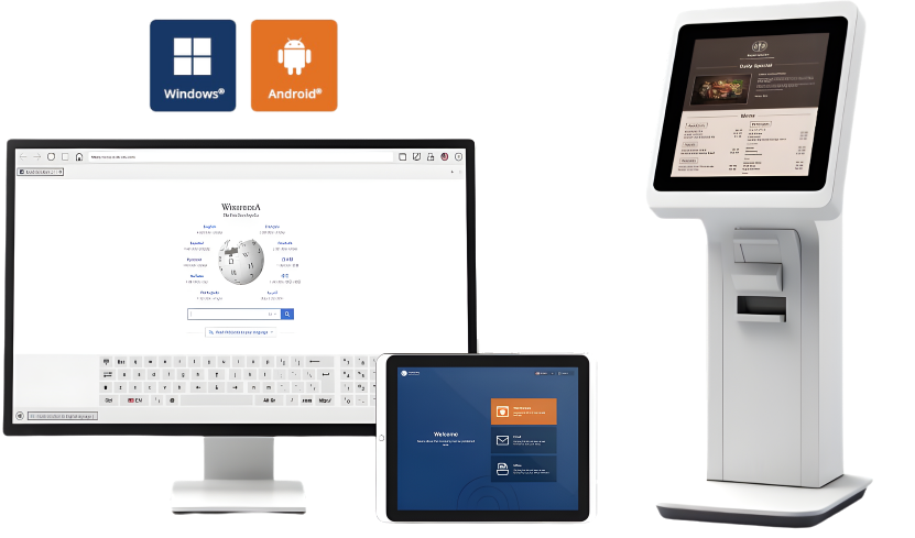 Kiosk Hardware Windows and Android 3 Devices and OS logo